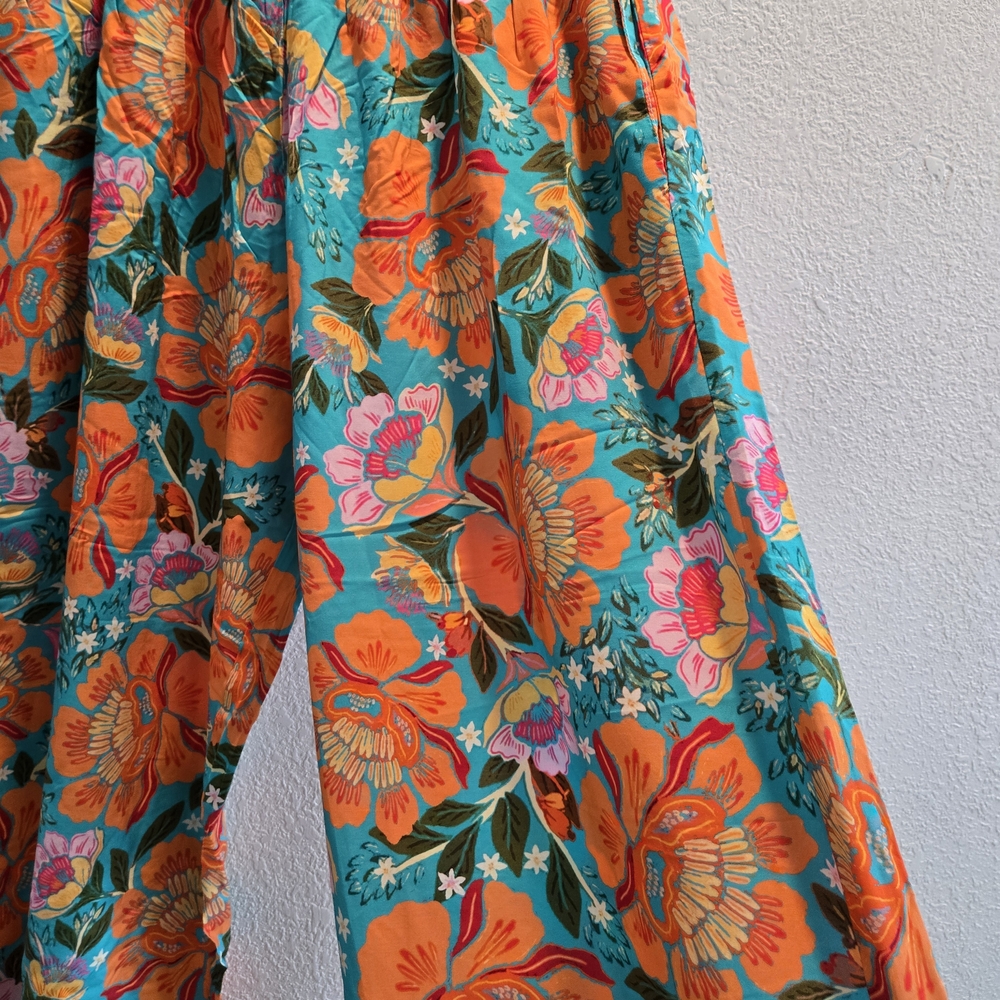Cupshe Floral Wide Leg Pants - Orange and‎ Green Pocjet - Picture 8 of 16